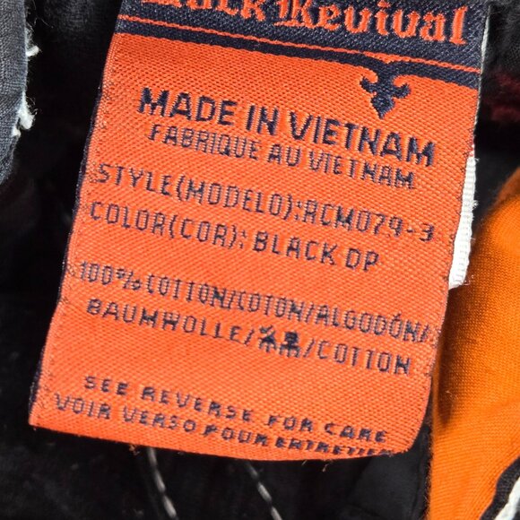 Rock Revival Cargo Shorts Mens 34 Black 12" Embroidered Red Stitch 24" Outseam - Picture 6 of 14